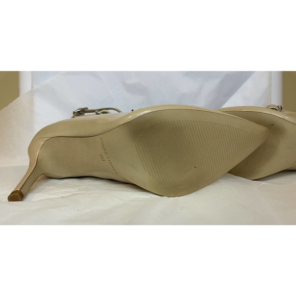 Marc Fisher Dabney Block Heels Nude Patent Buckle Strap 6 Zip Heel Pointed Toe - Picture 11 of 12